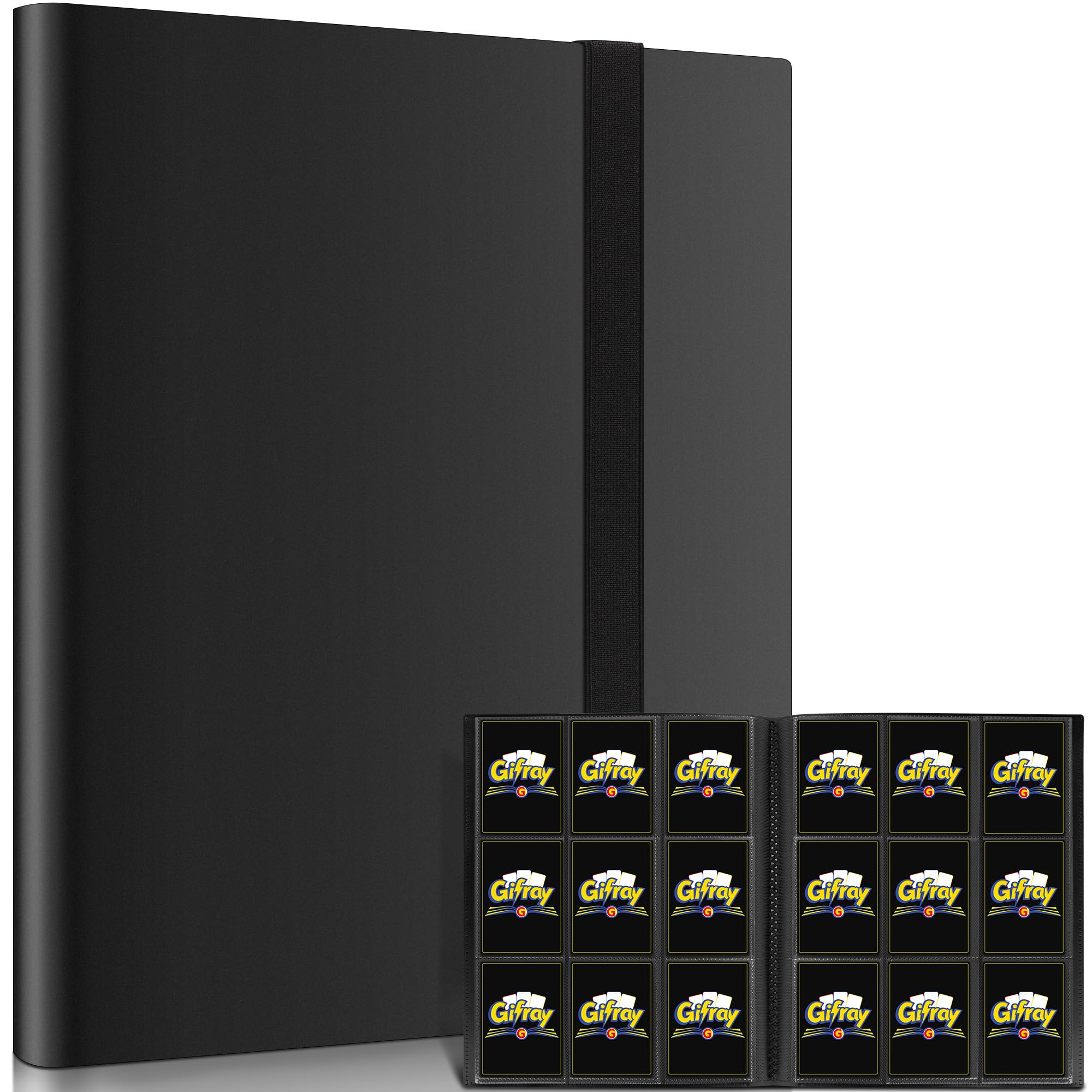 Gifray 9-Pocket Side-Loading Trading Card Binder – Black– Holds 360 Cards, Album for Trading Card Games, Sports & Gaming, Birthday Gift