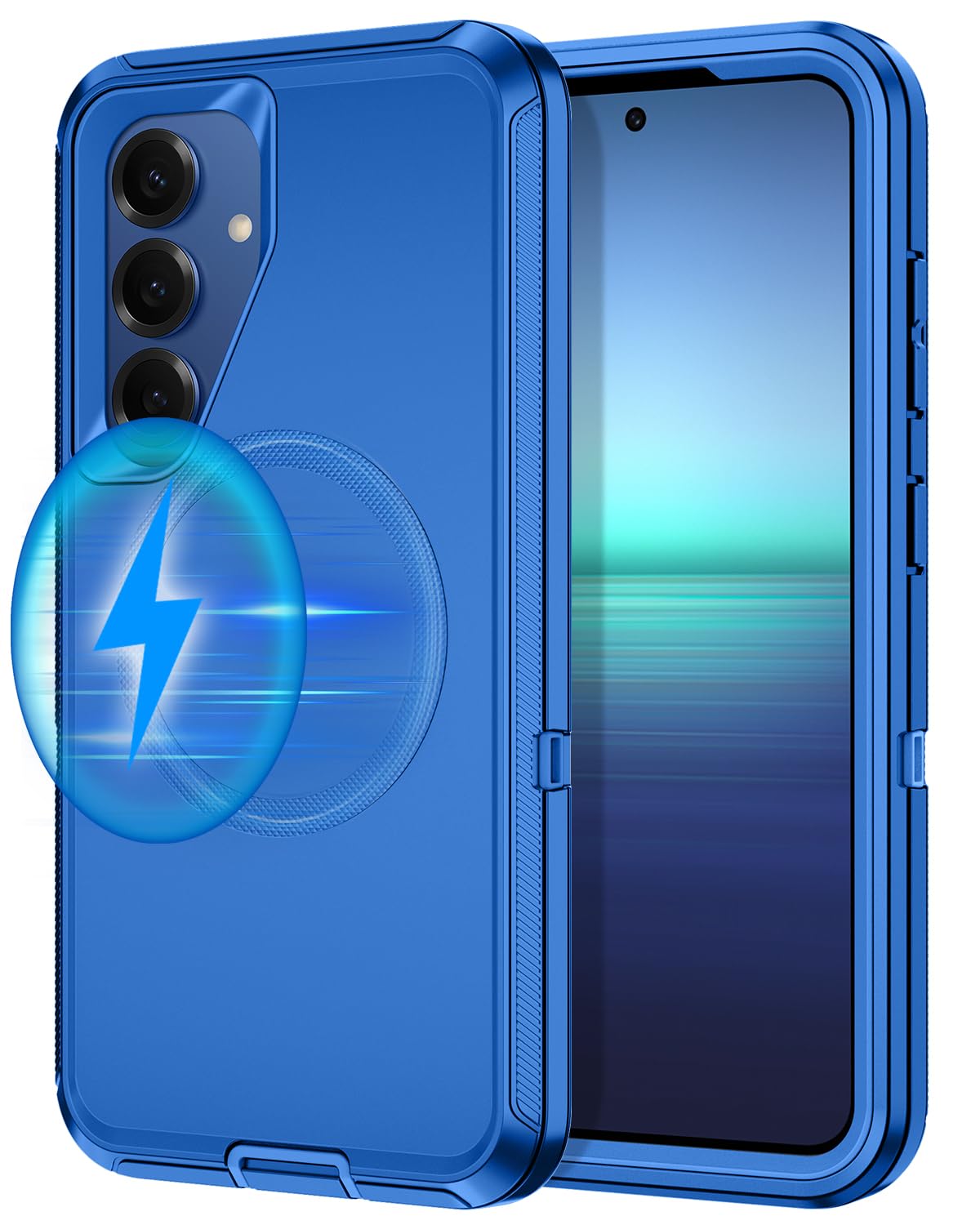 I-HONVA for Samsung Galaxy S25 Plus Case,Galaxy S24 Plus Case [Compatible with MagSafe] Shockproof 3-Layer Full Body Protection [Without Screen Protector] Rugged Heavy Duty Cover,Navy Blue
