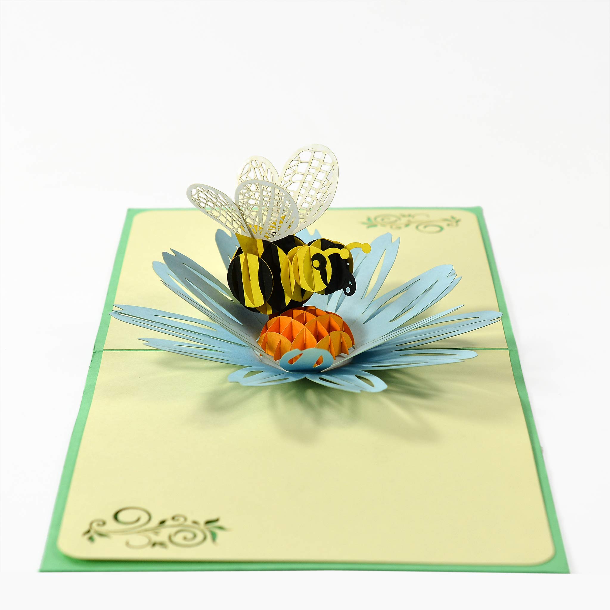Cute Bumble Bee Flower Pop Up 3D card. Spring Collection. A Delightful surprise greeting card gift for Daughter, Mum, Friend, Granddaughter, Wife, Sister, Grandma. 15cmx15cm