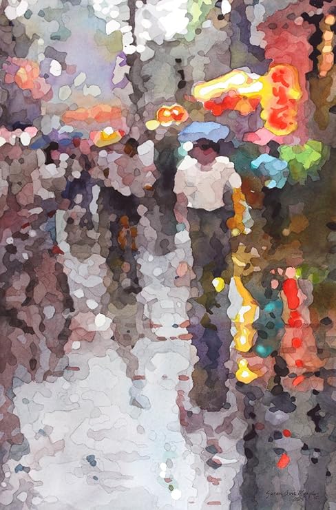Amazon Com Susan Avis Murphy Rainy Night Beijing Archival Print Of A City Scene Watercolor Painting People Walking On A Rainy Street With Reflections 18 X 28 Inches Posters Prints