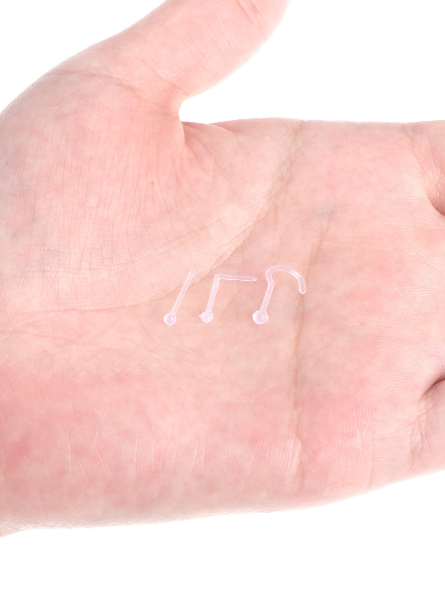 15 Pieces Clear Nose Ring Flexible Acrylic Nose Stud Retainer for Body