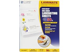 C-Line Heavyweight Cleer Adheer Laminating Film Sheets, Clear, 9 x 12 Inches, 50 per Box (65001)