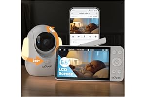 ieGeek 2.5K Baby Monitor with RGB Light,4000mah Battery, 5.5" Wireless Display,Upgrade AI Face Cover/Prone Sleep Detection,2.