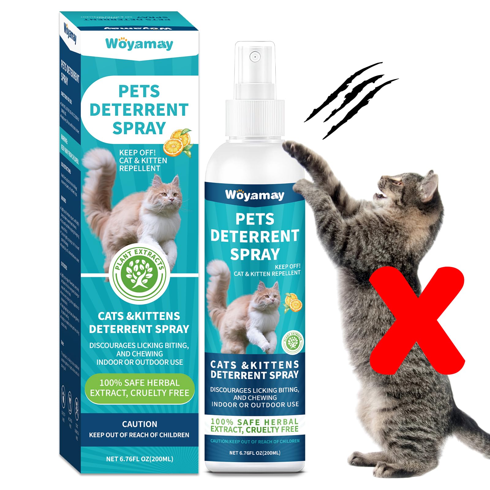 Photo 1 of Woyamay Cat Deterrent Spray, Cat Scratch Deterrent for Furniture, Cat Repellent Spray to Keep Cats Away, Cat Repellent Spray for Furniture Indoor & Outdoor, Prevent Scratching, Digging & Chewing 200ml