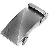 QfwdfcTrenz 35mm Ratchet Belt Buckle Only for 1 3/8 Slide Belt Strap Automatic Leather Belts Buckle Replacement, Silver