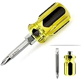 Buspoll Stubby Magnetic short Screwdriver with Phillips and Flat Heads - Perfect for DIY Repairs