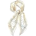 Clysoru Silk Neck Scarf Printed Scarves Head Women'S Fashion Oblique Angle Satin Scarfs For Bag Hair 59” X 5.9”