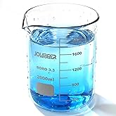JOLABEAR 2000ml Durable Glass Beakers, 2L Laboratory Beaker with Printed Graduations, 3.3 Borosilicate, Low Form Design