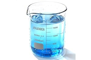 JOLABEAR 2000ml Durable Glass Beakers, 2L Laboratory Beaker with Printed Graduations, 3.3 Borosilicate, Low Form Design