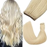 YDDM Platinum Blonde Tape in Hair Extensions Human