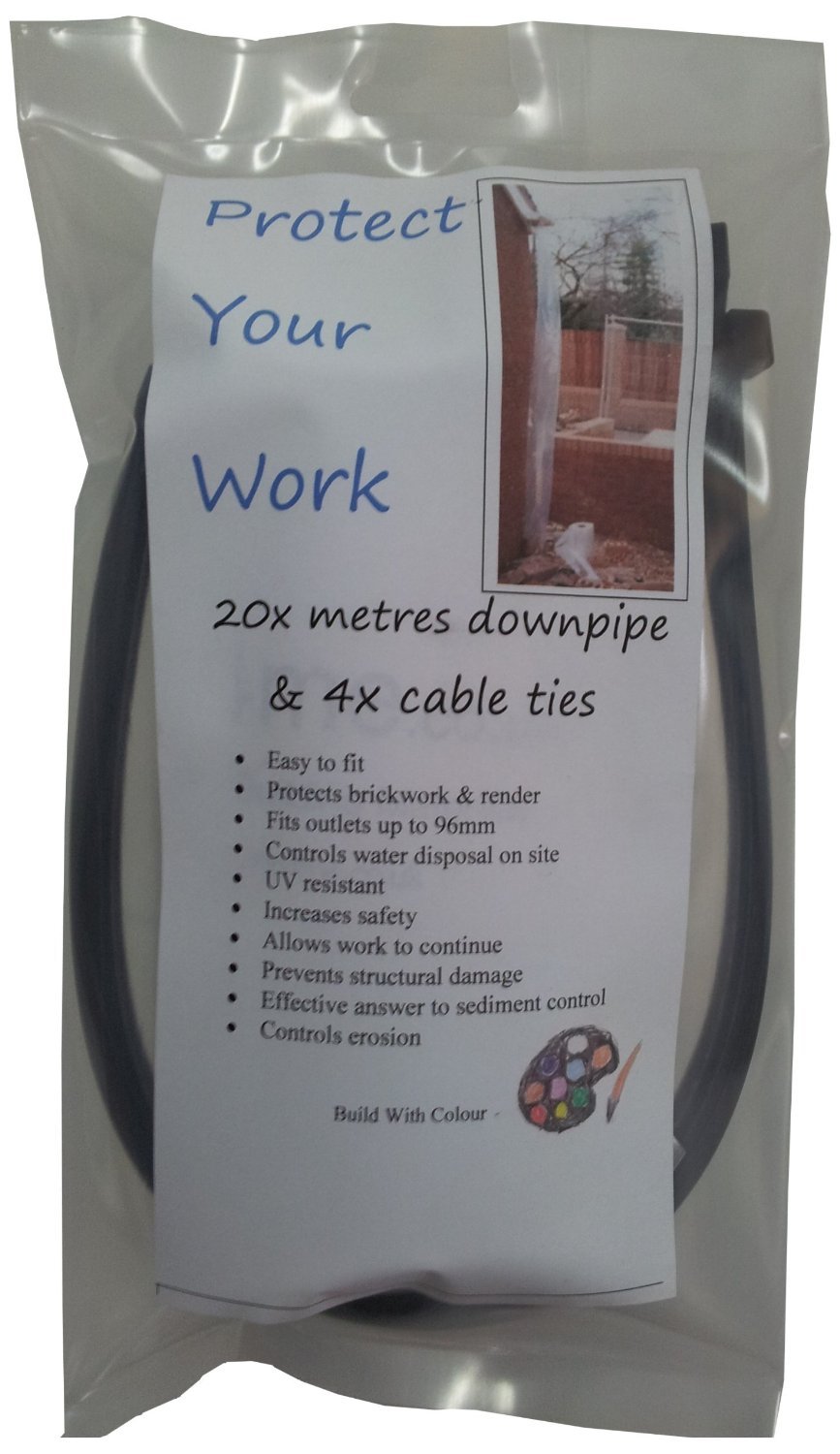 Temporary Downpipe 20m Long with Free Cable Ties Roof Repair Storm Damage