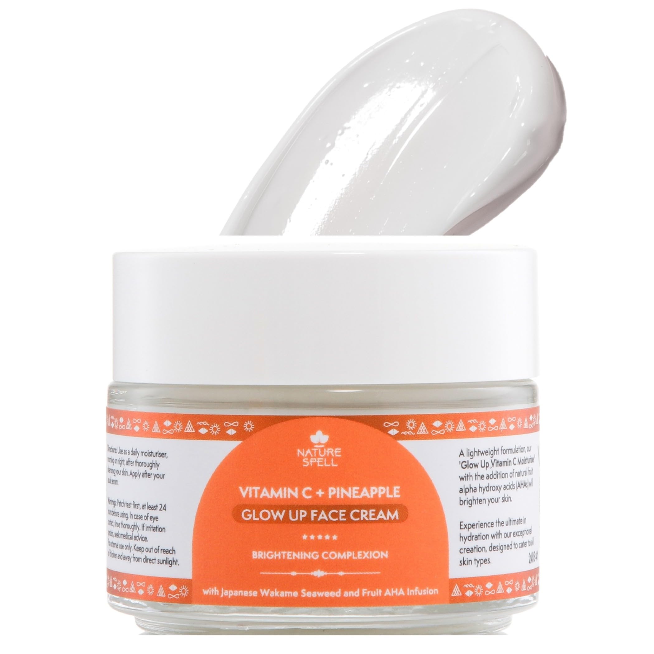 Nature Spell Vitamin C Face Cream, Brightening & Deep Hydration Moisturiser with Pineapple, Helps Reduce Dark Spots & Uneven Skin Tone, Fast Absorbing, For Normal to Dry Skin, Vegan Skincare, 100 ml
