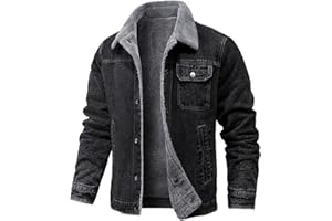 Generic Men Denim Jacket Sherpa Fleece Lined Thicken Jeans Jackets Long Sleeve Button Coats With Pocket Winter Warm Outerwear