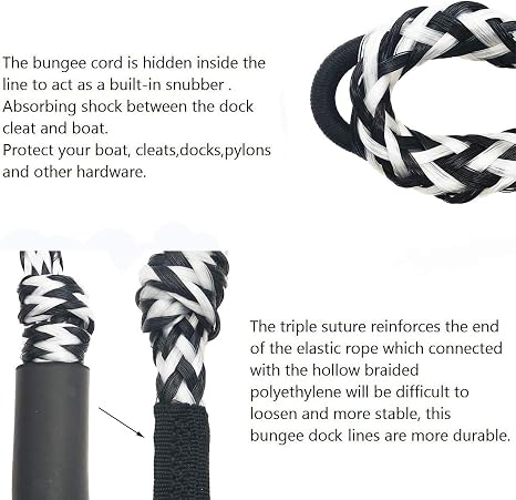 Bungee Dock Line Marine Docking Ropes For Boat Boats Loop And Hooks Line 2 Pack Sgt Knots Dock Mate Sports Outdoors Dock Lines Rope