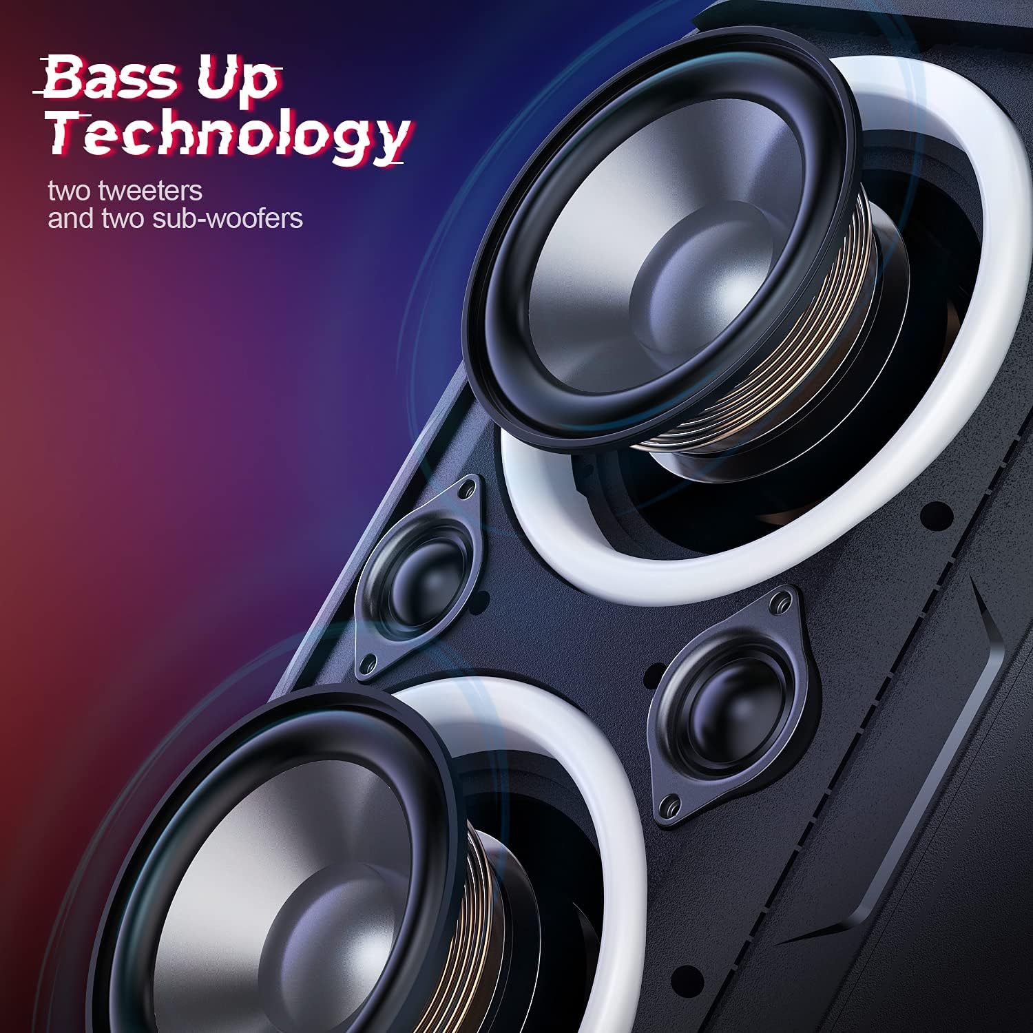 Bluetooth Speaker, W-KING 80W Super Punchy Bass, Huge 105dB Sound Portable Wireless TWS Speakers, Mixed Color LED Lights, 12000mAH Battery, Bluetooth 5.0, USB Playback, Loud for Party, Non-Waterproof: Electronics