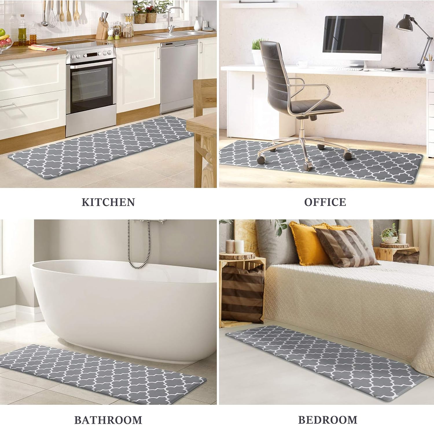 WiseLife Kitchen Mat Cushioned Anti-Fatigue Kitchen Rug, 17.3"x 59" Waterproof Non-Slip Kitchen Mats and Rugs Heavy Duty PVC Ergonomic Comfort Mat for Kitchen, Floor Home, Office, Sink, Laundry, Grey: Kitchen & Dining