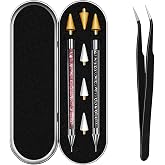 Vikerer Rhinestone Picker Tool, Bedazzling Pen Dotting Tools | Dual-end Bedazzler Tool, 2 Wax Pen with 4 Extra Tips 1 Tweezer for Nail Art