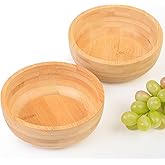 ZTHapwa Soup Bowls Set of 2 for Dessert/Cereal/Pasta/Fruit | Natural Bamboo Serving Bowls for Nuts/Candy/Snacks/Pistachio | Charcuterie Accessories for Dipping/Condiments/Sauce | 15.21 oz Capacity