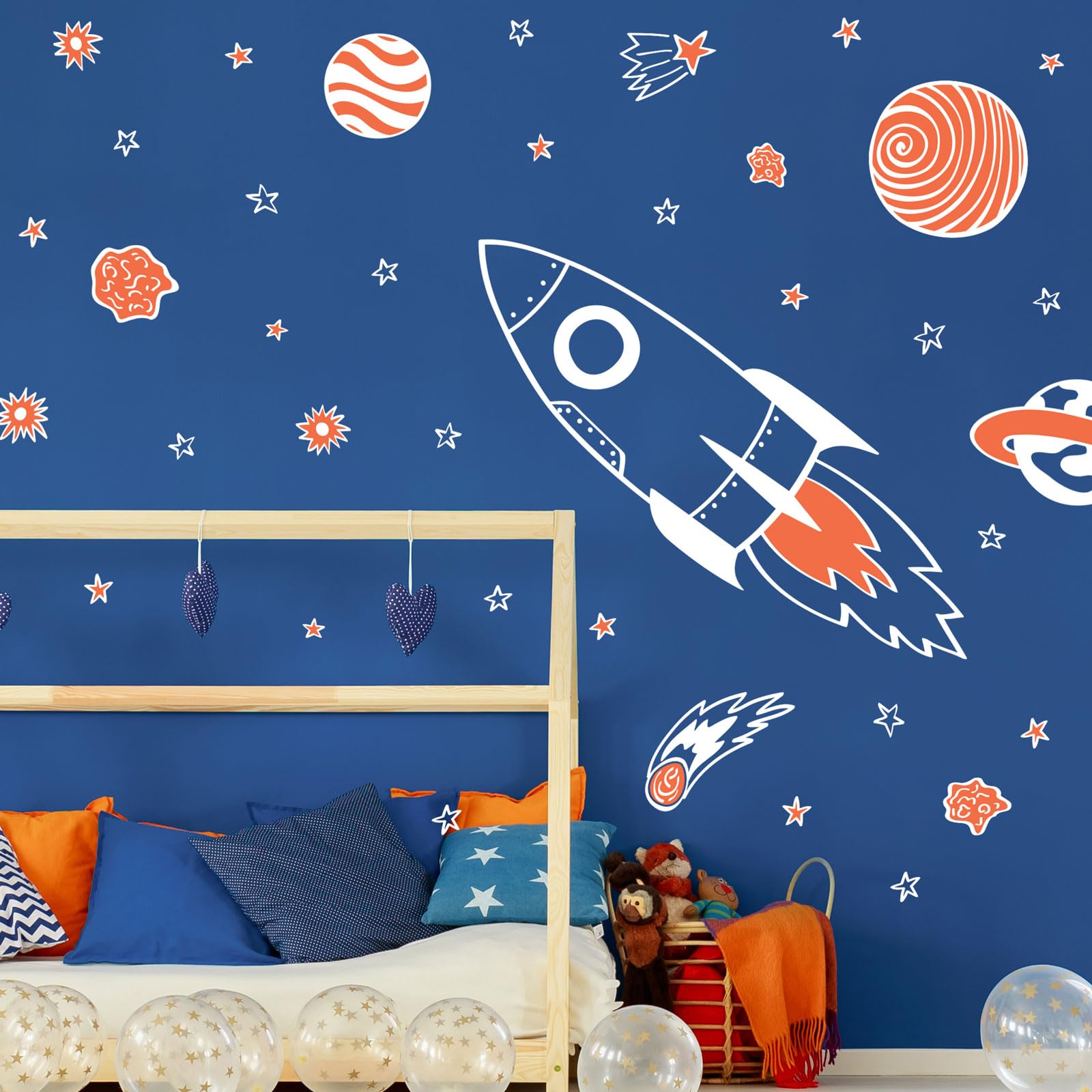 Stickerscape Rocket Wall Stickers (White Rocket) | Planet Wall Decals, Space Stickers for Walls, Space Wall Decor| Easy to Apply, Cleanly Removable