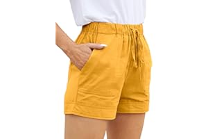 WROLEM Womens Comfy Drawstring Casual Elastic Waist Pocketed Loose Fit Shorts Plus Size