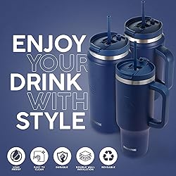 FAHRMOSIS 64 Oz Tumbler with Handle and Straw Half