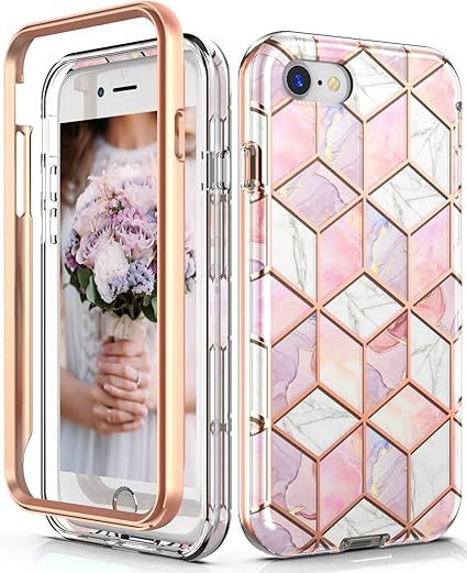 Amazon Com Hasaky Iphone Se Case Iphone 8 Case Iphone 7 Case Iphone 6 6s Case Dual Layer Clear Rose Gold Marble Design Tpu Pc Heavy Duty Shockproof Protective Phone Case For Iphone Se2 8 7 Pink Rose Gold