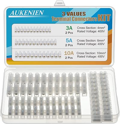 AUKENIEN Electrical Terminal Connector Blocks Kit 3A 5A 10A 6pcs White
