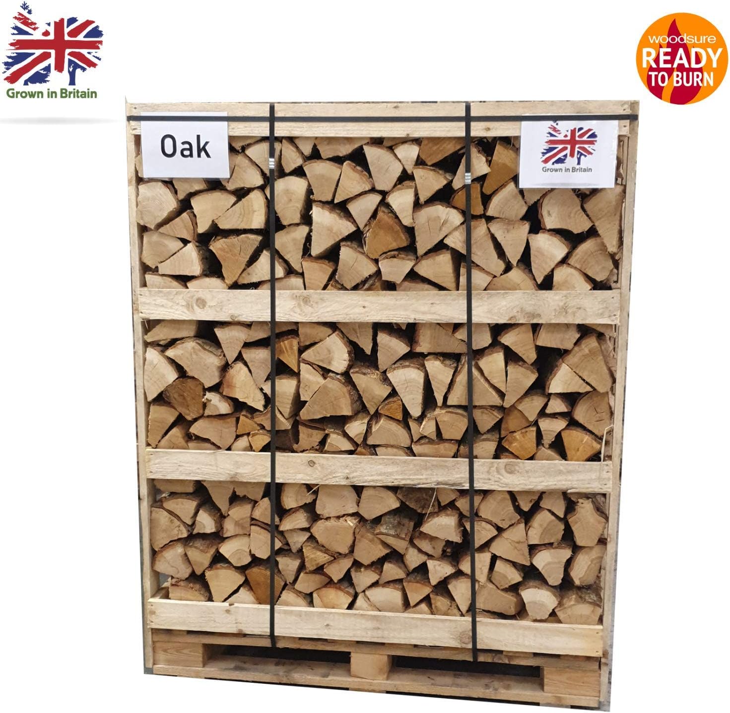 Jumbo 1.9m3 860kg Kiln Dried British Oak Firewood Logs Crate, Woodsure 'Ready to Burn' Certified, Grown in Britain