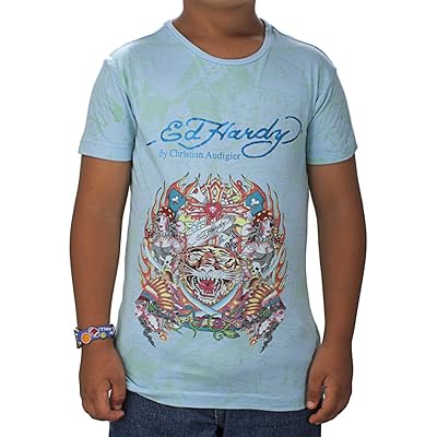 Girls Ed Hardy Tiger T-Shirt Sky Blue X-Large Togo Ubuy