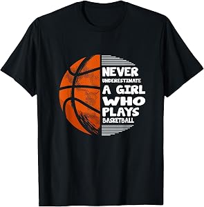 Hoops Girls Never Underestimate A Girl Who Plays Basketball T-Shirt