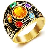 LAIMIUMIU33 Creative Ring for men avenger Thanos style 316 Stainless Steel Radiant 6 colors Gems Biker Rings Bling Cuban style Iced Out Jewelry Punk Ring Club ring Heavy Metal ring
