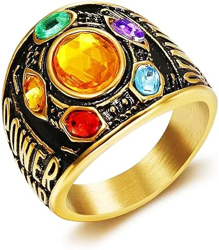 Black Stone Rings for Men Stainless Steel Infinite Power Ring