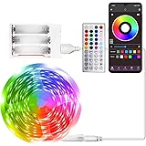 Battery Powered Led Strip Lights 25 ft, LED Lights for Bedroom Battery Operated Color Changing Lights Music Sync App Remote C