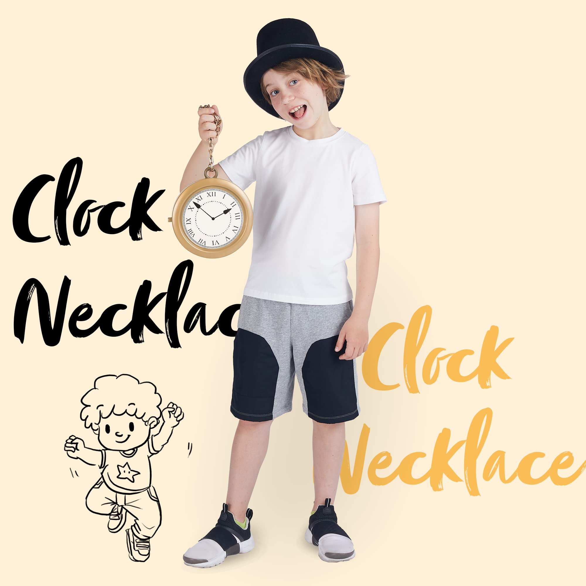 Spooktacular Creations Spooktacular Creations Gold Clock Necklace Halloween Jumbo Gold Necklace White Rabbit Clock Hip Hop Rapper for Kids Women Men Halloween Party Decorations, White Rabbit Costume