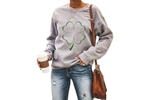KKG Womens St. Patrick's Day Casual Sweatshirt Long Sleeve Shirts Irish Cute Clover Shamrock Pullover Tops