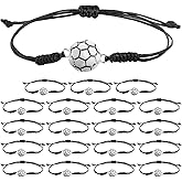 NQEUEPN 20pcs Soccer Bracelets, Braided Rope Soccer Charm Bracelets for Boys Girls, Adjustable Sport Bracelet Soccer Party Favors Unisex Jewelry for Sport Team Players Coaches