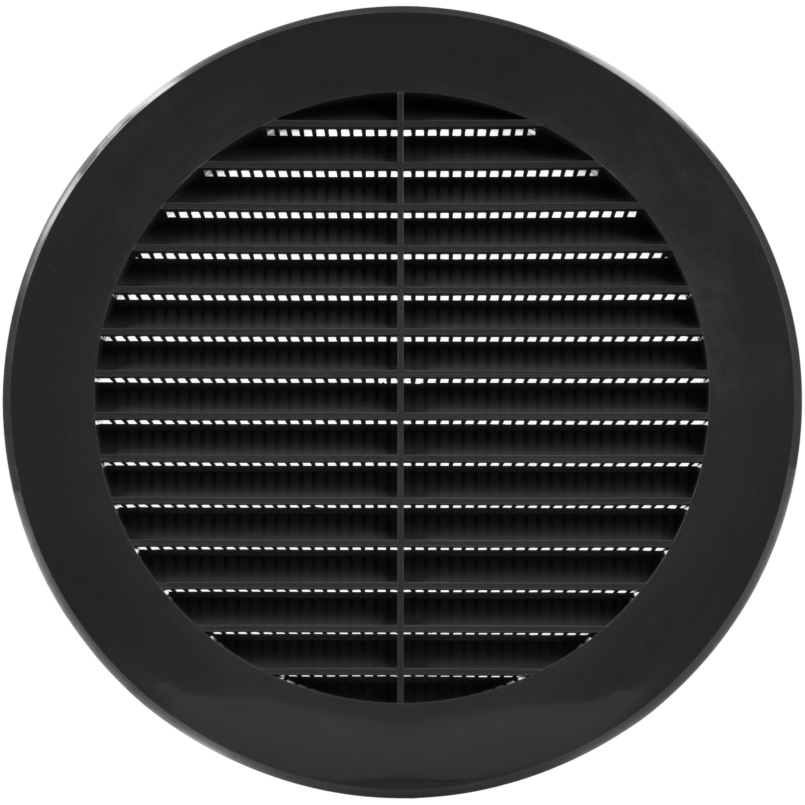Vent Systems 150 mm / 6" Inch Round Soffit Vent Cover - Black Louvered Plastic Grill Cover - Exhaust Vent Grille with Screen Mesh - HVAC Ducting, Pipe Air Supply Vents for Bathroom, Kitchen — image 1