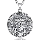 Vito Wiccan and Greek Goddess Necklace for Women Men, 925 Sterling Silver Lilith/Triple Moon/Earth Mother/Chaos Star/Witches Knot/Nyx Goddsess Pendant, Witchcraft Withc Jewelry Gift, 20"/24"