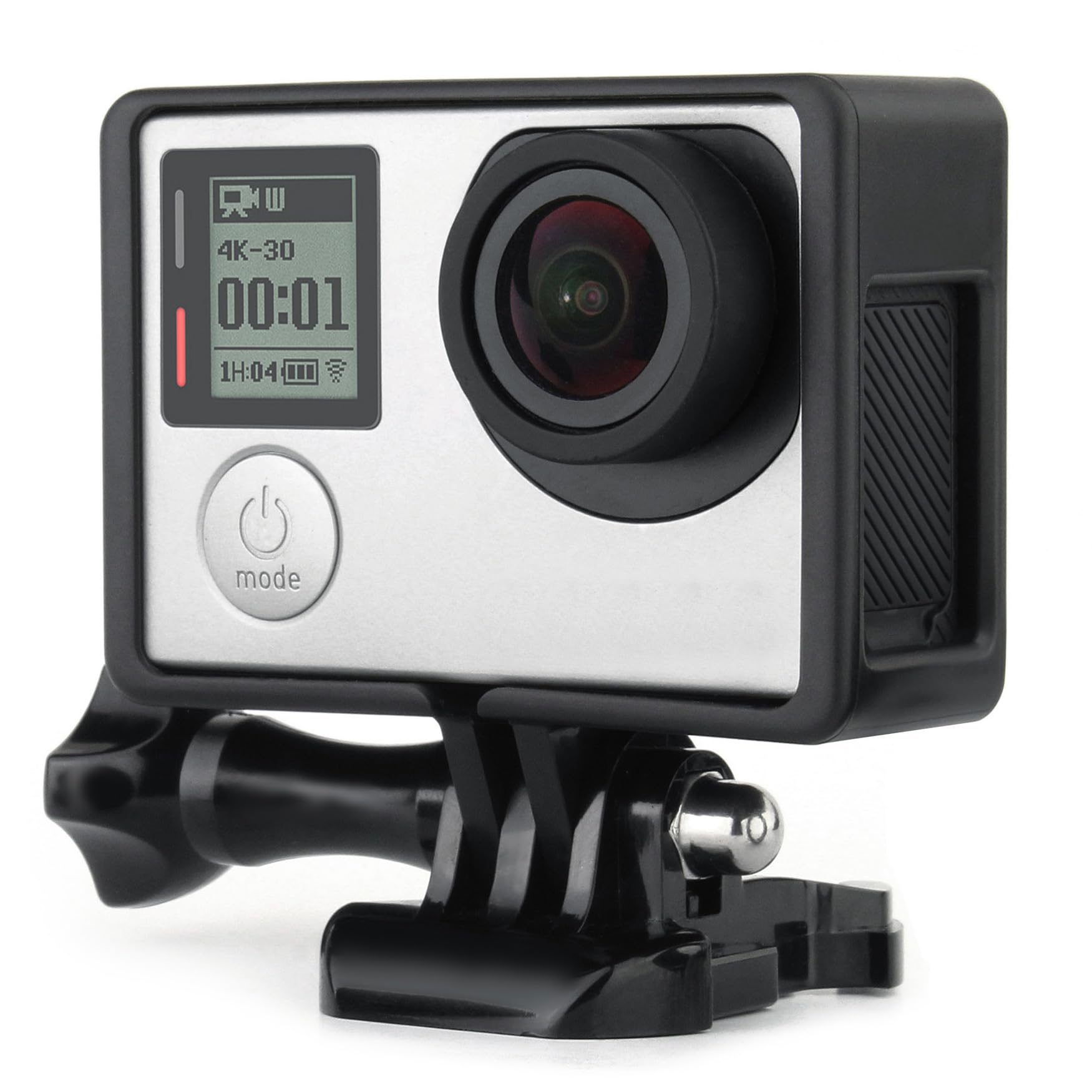 SOONSUN Frame Mount Housing Case with Basic Buckle and Long Thumb Bolt Screw for GoPro Hero 3 3+ 4 Camera and All Slots Fully Accessible-Black
