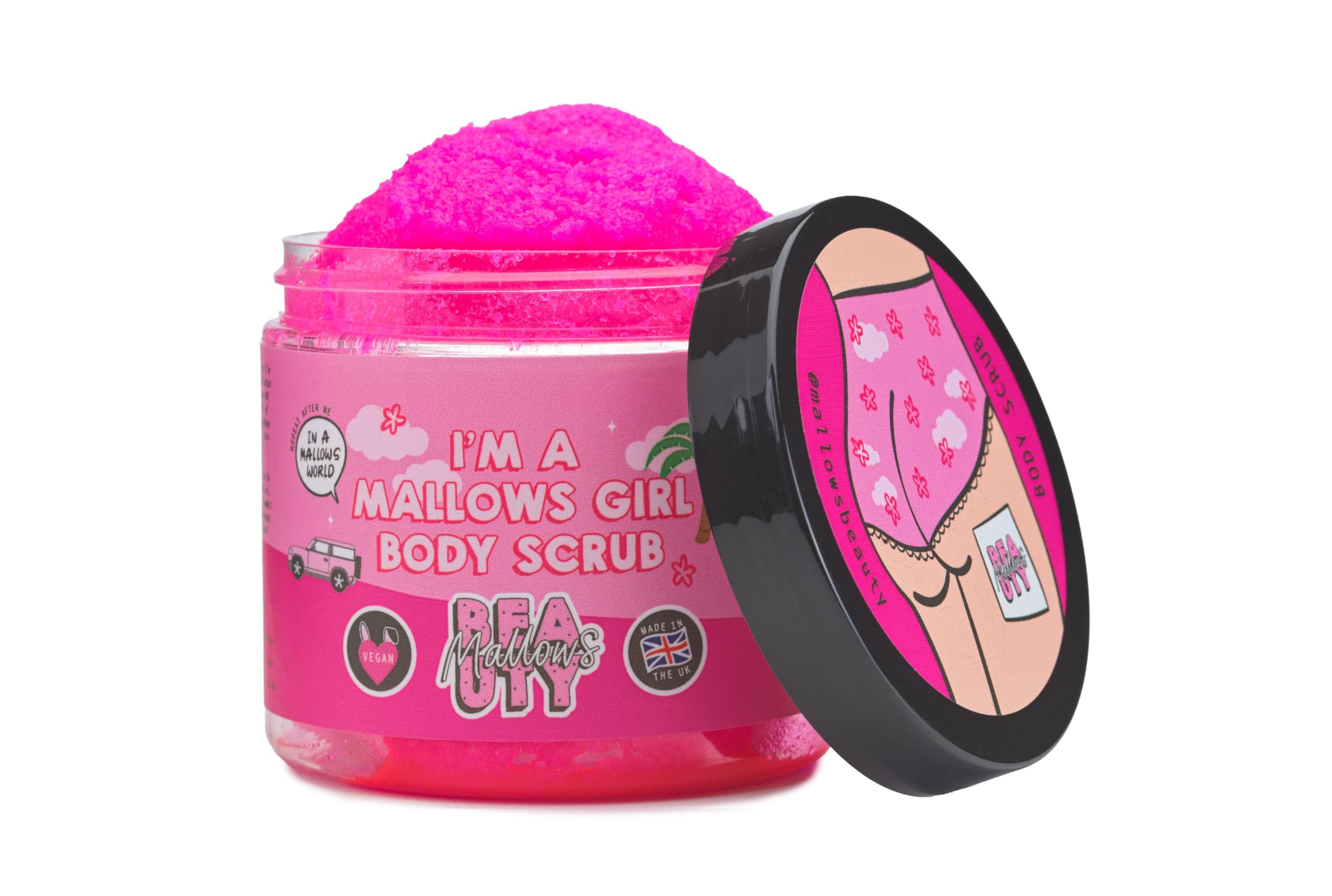 Mallows Beauty Body Scrub with Vitamin E Oil for the Smoothest Shave Exfoliating Sugar Scrub Buffs Away Dry Skin and Preps for Razor Rash-Free Glow