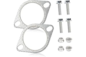 IHOTDER 2PCS 2.25" Car Exhaust Manifold Gasket with 4 Exhaust Bolts,Exhaust Gasket Keeps The Pipe Joints Stable,Universal Car Parts Car Accessories Fits Most Cars,SUVs,Trucks (2.25 inch)