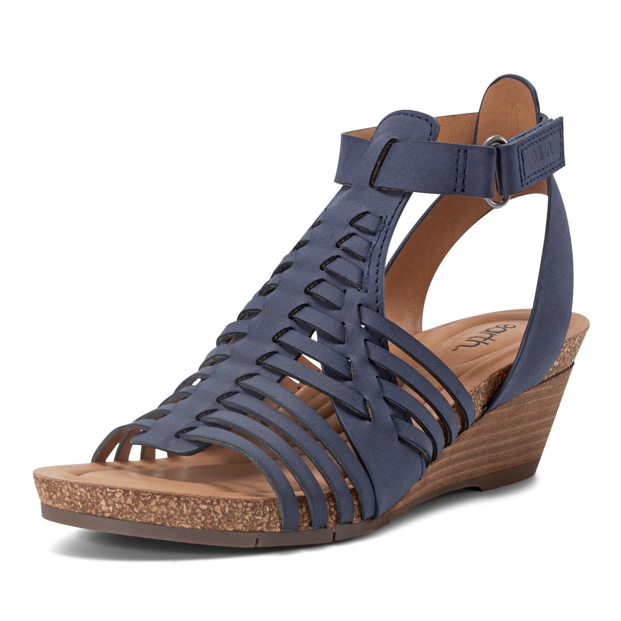 Earth® Hattie Round Toe Strappy Wedge Sandals, Dark Blue 400, 11 M