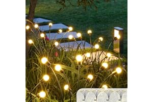 CRILEAL Solar Garden Lights 4Pack, New Upgraded 32LED Solar Lights Outdoor Waterproof, Swaying Solar Powered Firefly Lights,Garden Gift for Pathway Patio Walkway Yard Decorations, White Warm