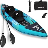 11' Inflatable Kayak with Drop Stitch Floor 1 Person 2 Person Adult Blow up Kayaks Foldable Boat Canoe, Aurora Blue