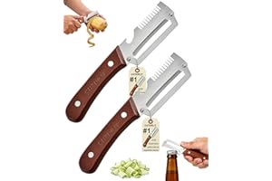 3 Pack Multi-Functional Vegetable Peeler for Kitchen, Premium Stainless Steel Potato Peelers with Wooden Handle, 3-in-1 Fruit