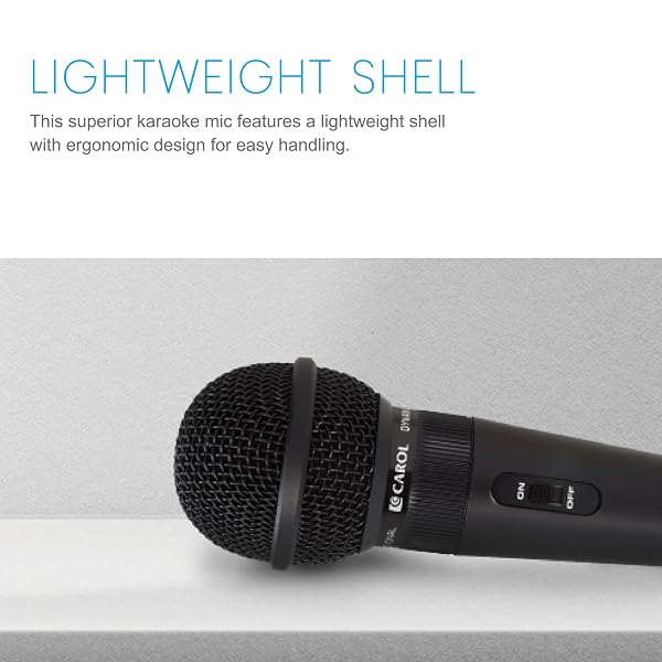 CAROL GS-36 CARDIOID DYNAMIC MICROPHONE ULTRA LIGHTWEIGHT MULTIPURPOSE CLASSIC WIRED STYLE FOR SINGING, HOME ENTERTAINMENT, SPEECH, SPORTS COMPETITION W/14.8FT XLR TO 1/4″(6.35MM) CABLE