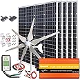 1000W Solar & Wind Power Kits Home Off-Grid System for Charging 12V Battery：400W Wind Turbine Generator + 600W Mono Solar Panel + Hybrid Charge Controller+ 1000W 12V Inverter+Accessory