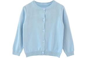 RJXDLT Girls Crewneck Cardigan Long Sleeve Children Button Cotton Sweater Uniform Sweaters for Little Girls