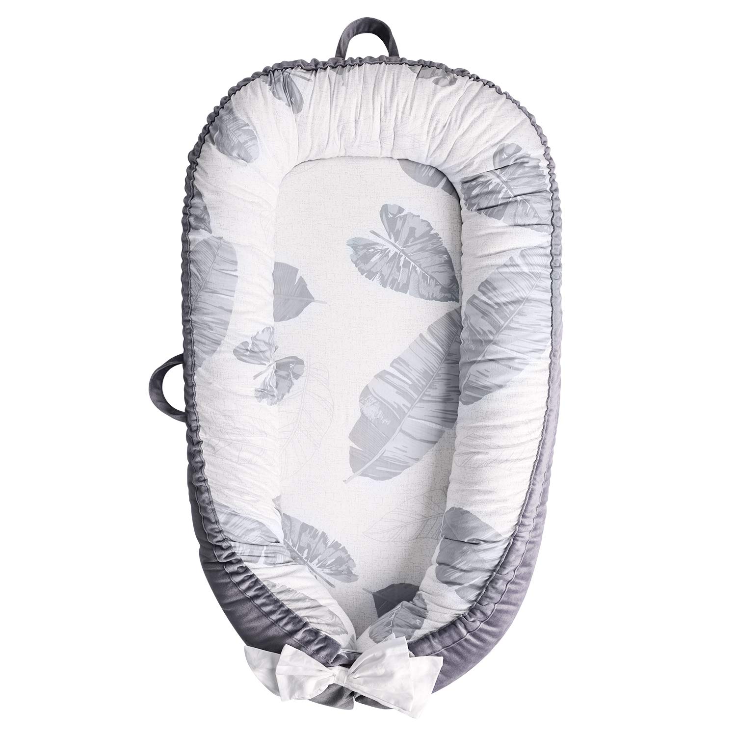Baby Lounger, Baby Nest Portable Infant Bassinet 100% Cotton Breathable Co-Sleeping Baby Bed (Leaves): Baby