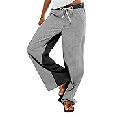 PEIHOT Low Rise Striped Pants for Women Pull On Drawstring Boho Wide Leg Jeans Trendy 2026